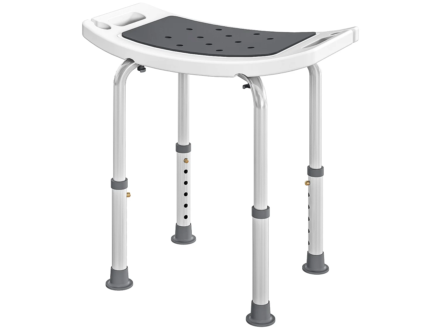 Siège de douche réglable en hauteur tabouret de douche ergonomique pieds antidérapants charge max. 135 Kg alu HDPE blanc gris