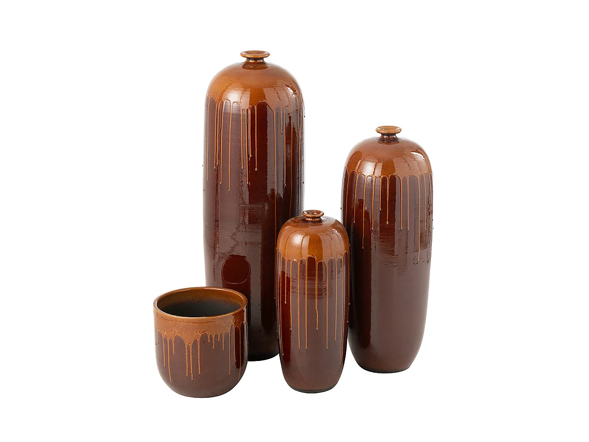 Vase en Terre Cuite "Lee Terra" 55cm Marron & Orange