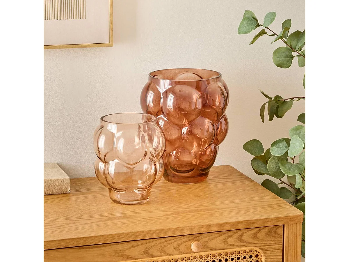 Vase en Verre Soufflé "Edia" 18cm Rose Clair