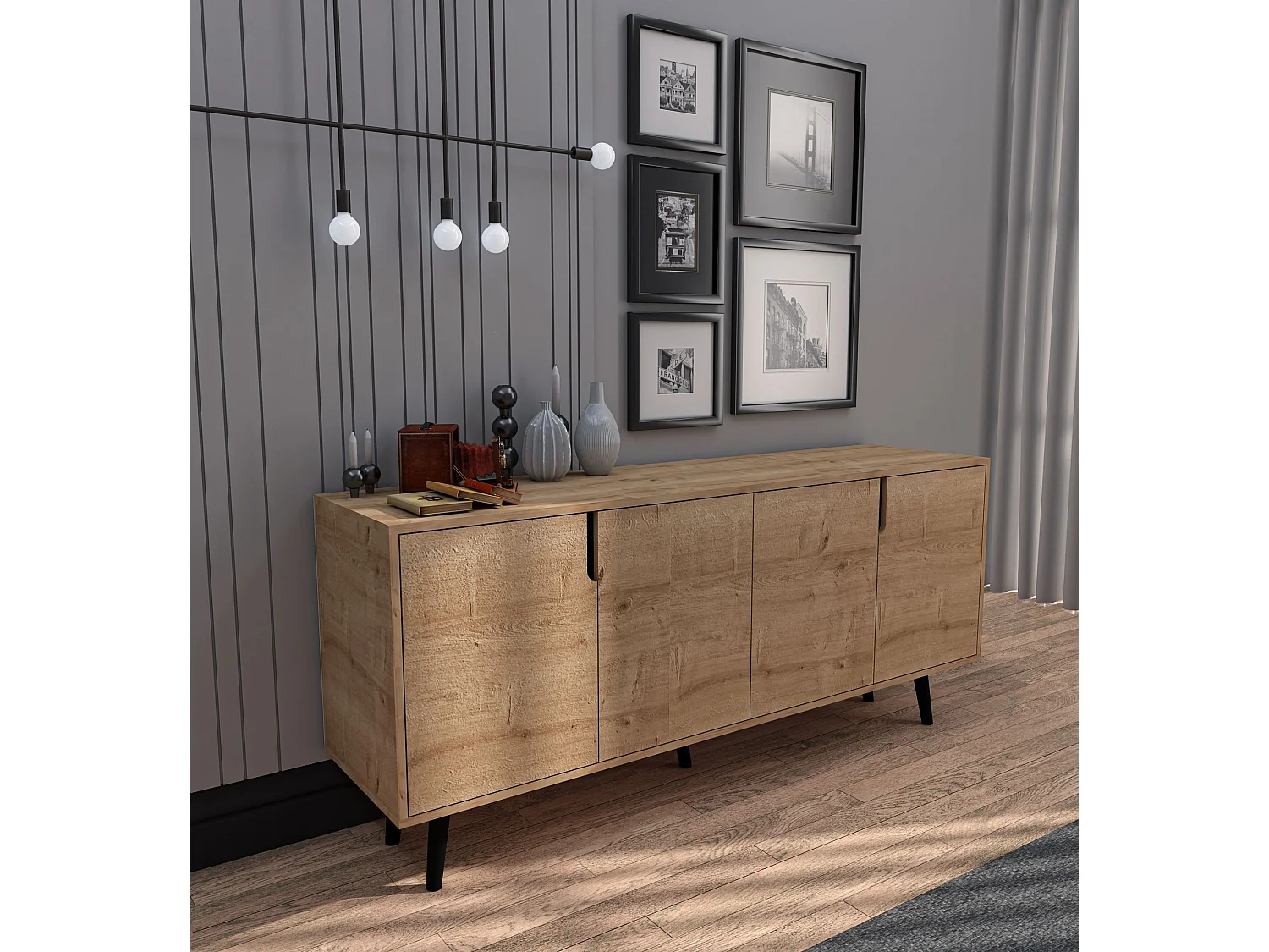 Modern Trä Sideboard "Latina" 180x45x80 cm Ljusbrun