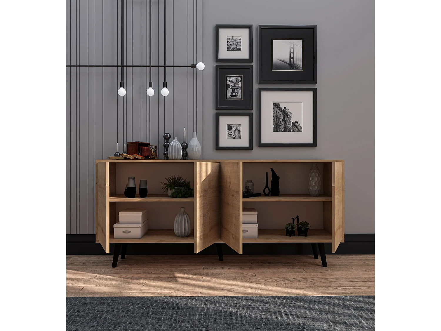 Modern Trä Sideboard "Latina" 180x45x80 cm Ljusbrun