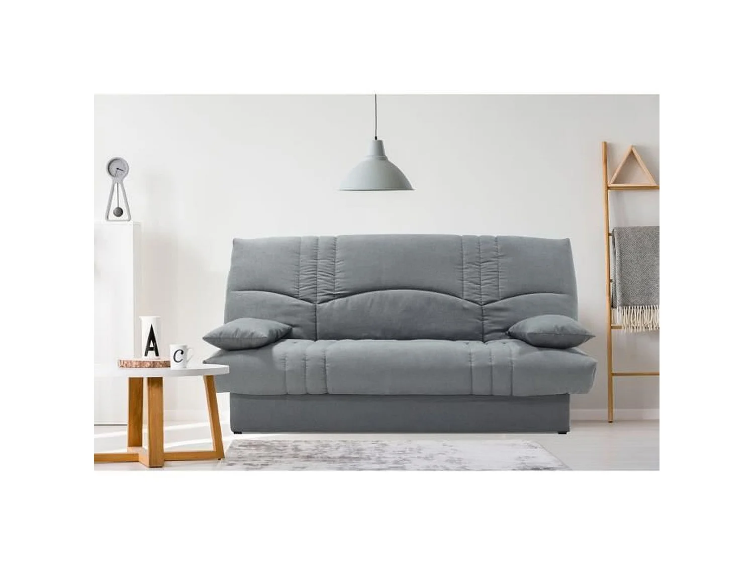 Clic clac 3 places THELMA - Tissu Soro gris moyen - Couchage 125 x 190 cm - 190 x 92 x 96 cm