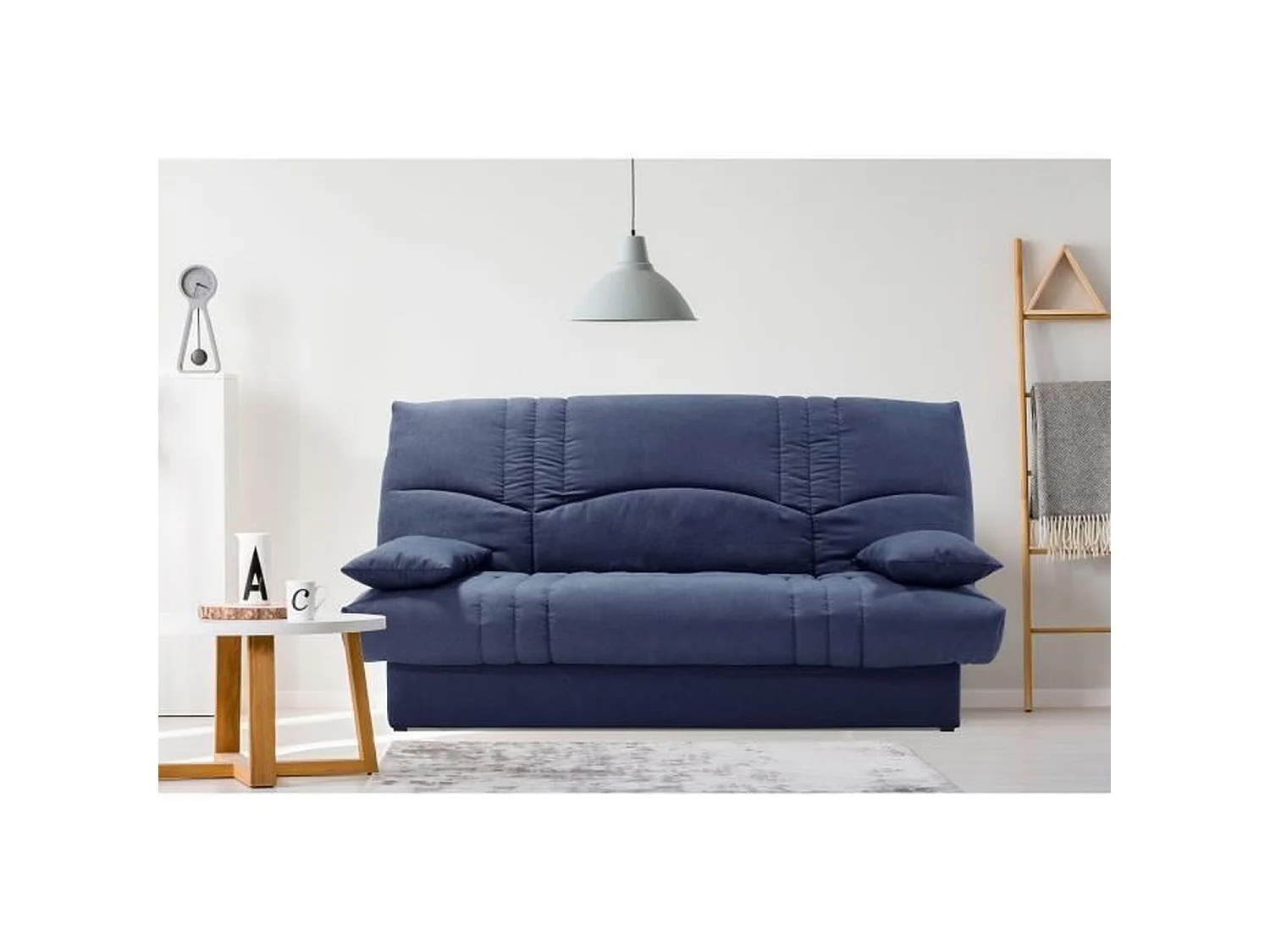 Clic clac 3 places THELMA - Tissu Soro bleu foncé - Couchage 125 x 190 cm - 190 x 92 x 96 cm