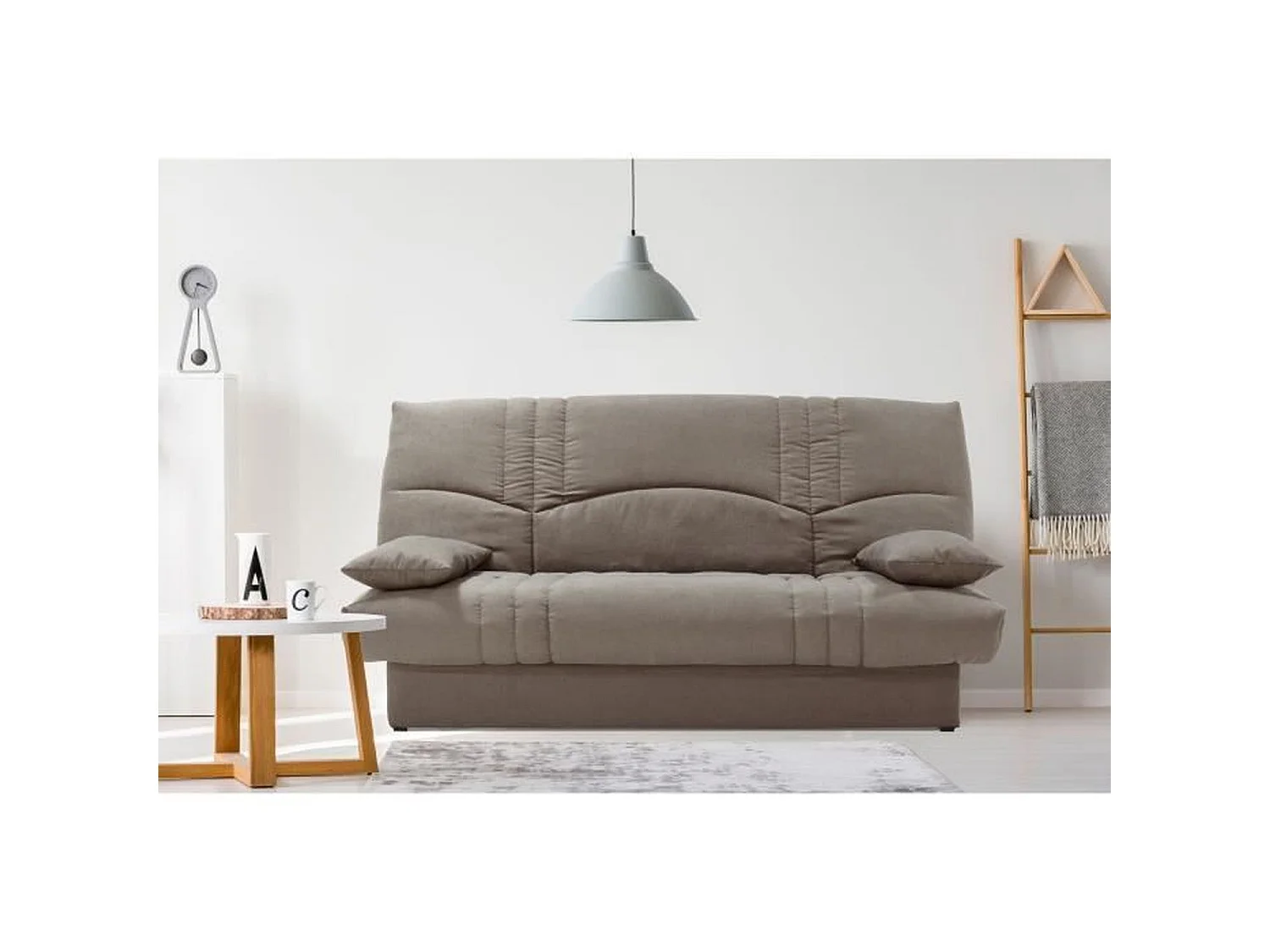 Clic clac 3 places THELMA - Tissu Soro taupe - Couchage 125 x 190 cm - 190 x 92 x 96 cm