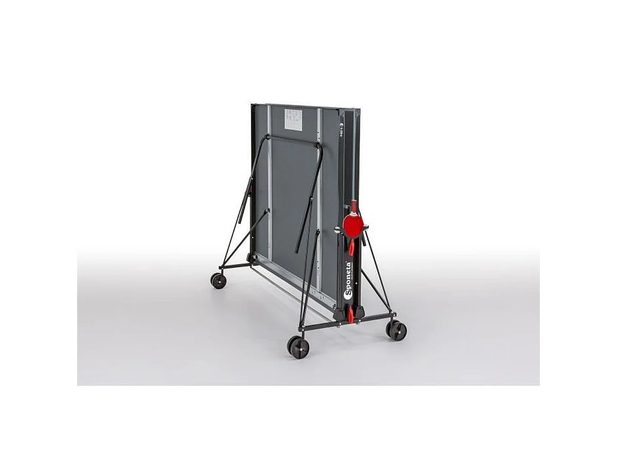 SPONETA Table de tennis de table d'extérieur compacte, plateau mélamine, pliable, Gris/Noir
