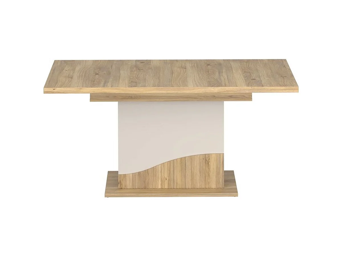 Table à manger extensible POEM 160-200 x 90 x 76 cm, Sable & Chêne - 8 places
