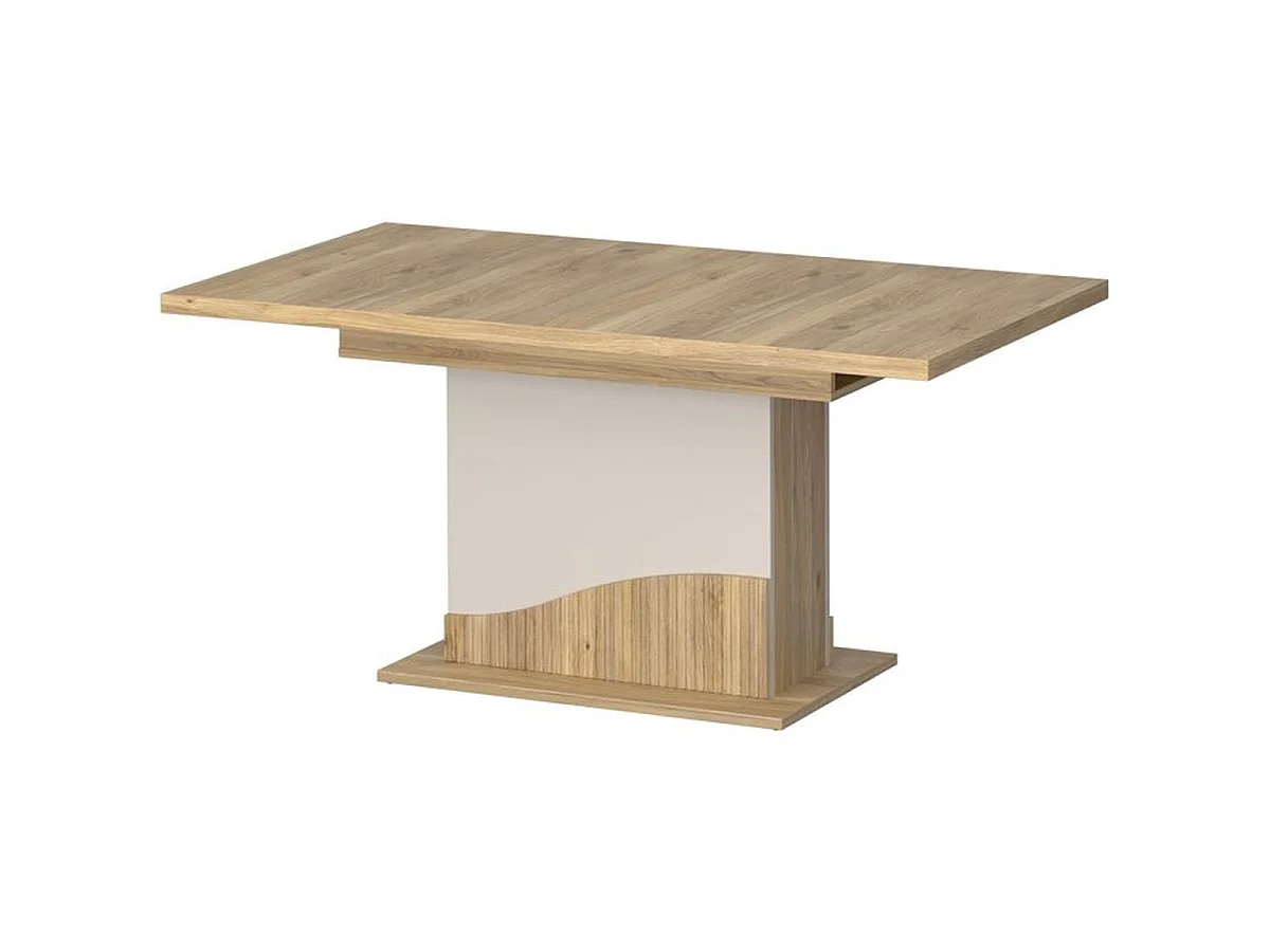 Table à manger extensible POEM 160-200 x 90 x 76 cm, Sable & Chêne - 8 places
