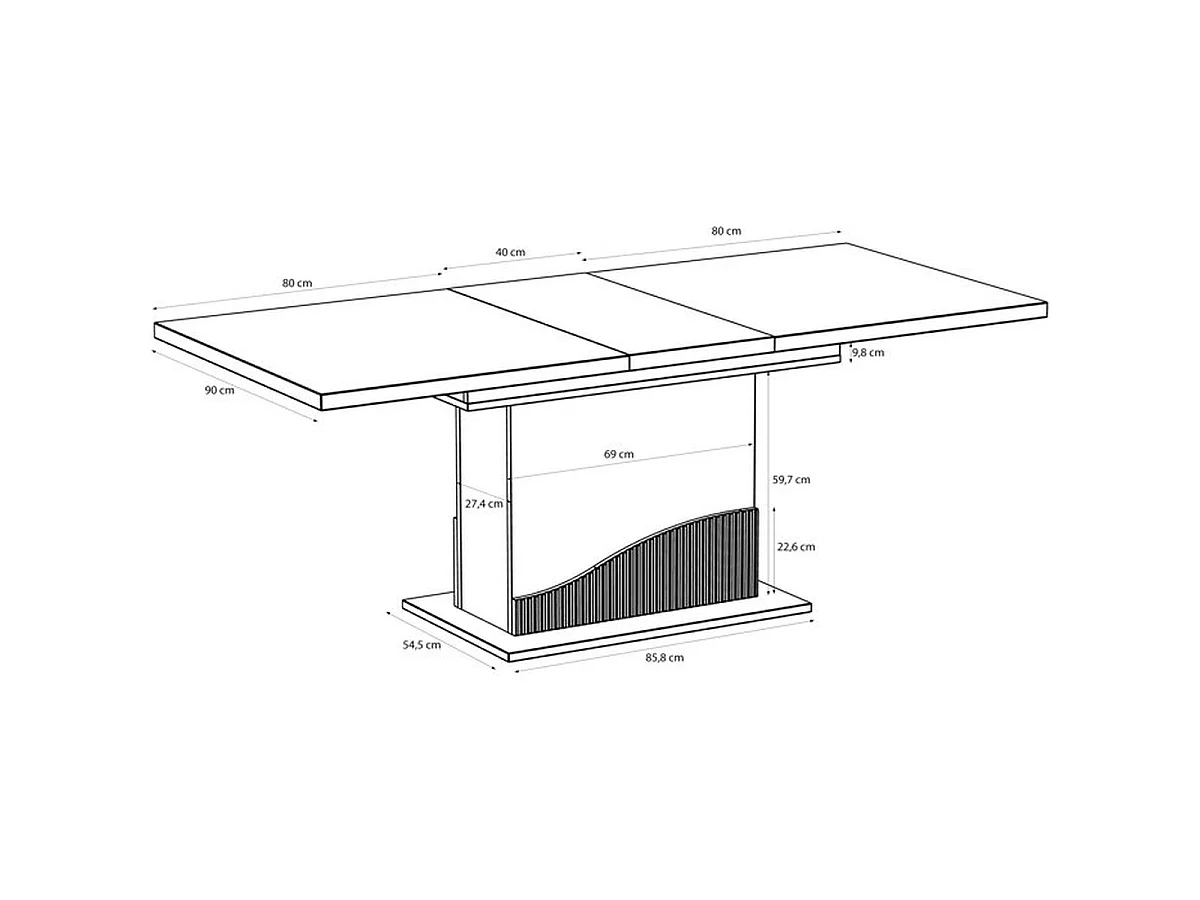 Table à manger extensible POEM 160-200 x 90 x 76 cm, Sable & Chêne - 8 places