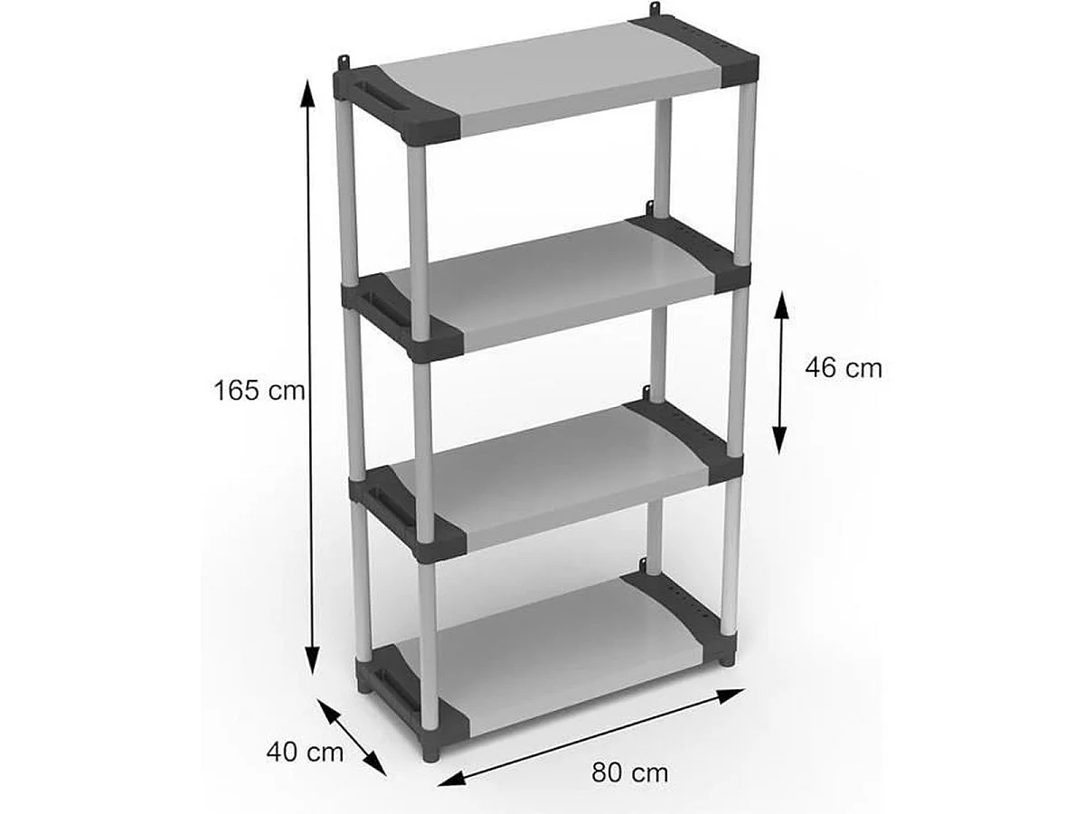 TOOD Kunststof Plank met 4 Verstelbare Planken 80x40x168 cm - 80 kg/plank