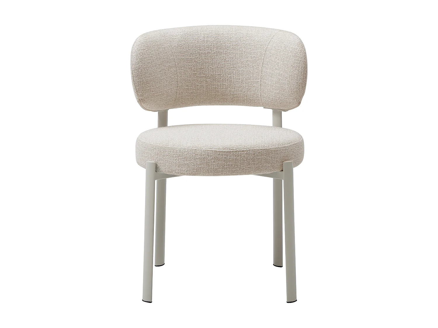 Lot de 6 chaises en tissu tweed et métal crème - Beige - ASILOVA