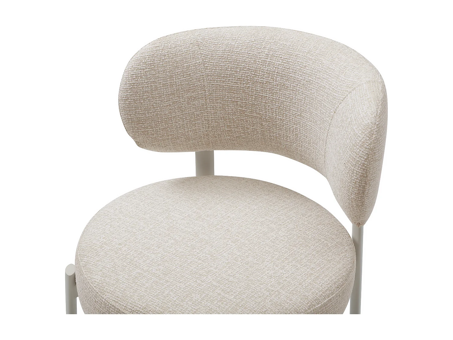 Lot de 6 chaises en tissu tweed et métal crème - Beige - ASILOVA