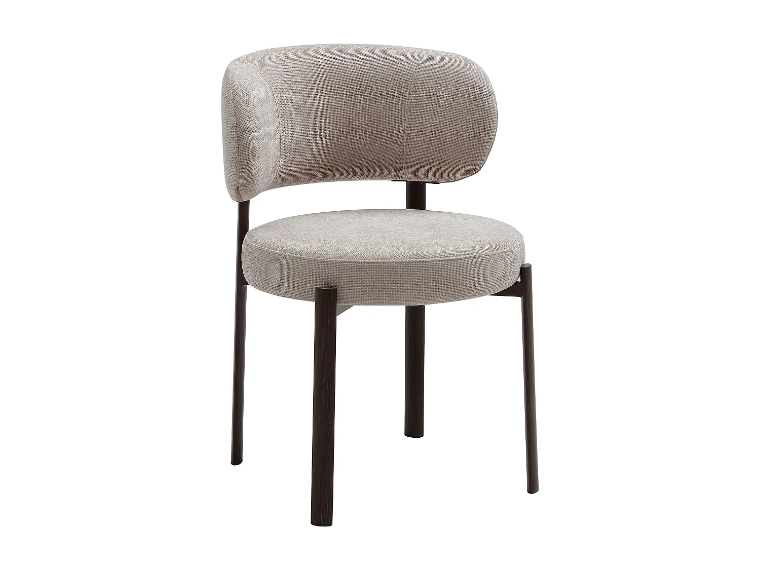 Lot de 6 chaises en tissu texturé et métal effet bois - Beige et Naturel foncé - ASILOVA