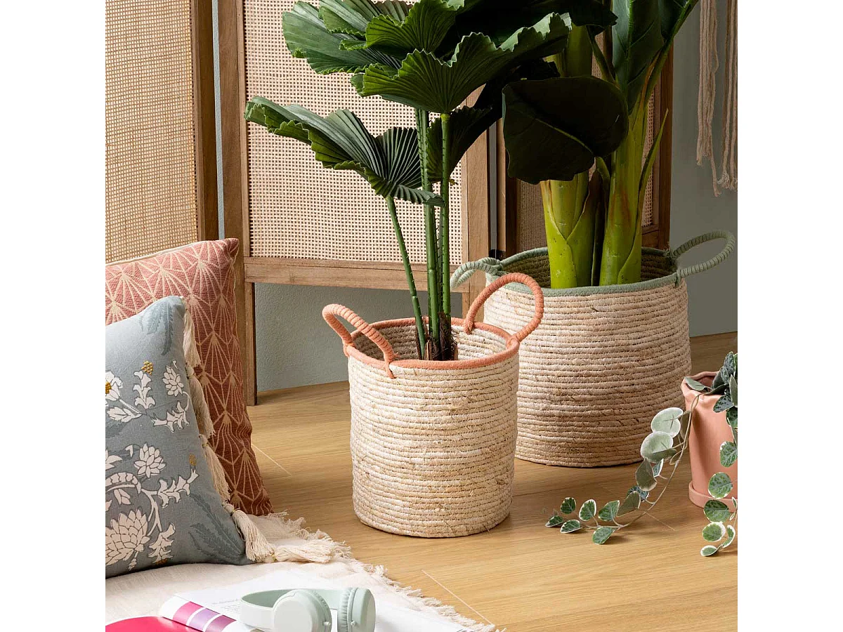 Lot de 2 Paniers en Maïs "Wild Romance" 27cm Naturel