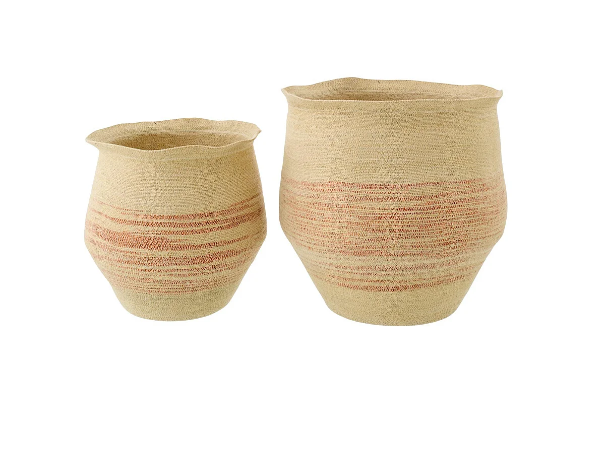 Lot de 2 Paniers en Jonc "Galene" 52cm Naturel & Orange