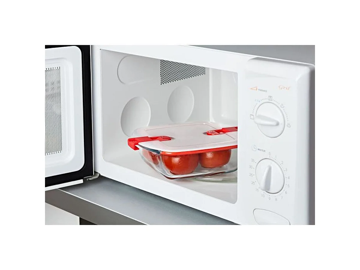 PYREX Cook & Heat Lot de 3 boîtes repas carrées 1 L avec couvercles étanches à valve vapeur