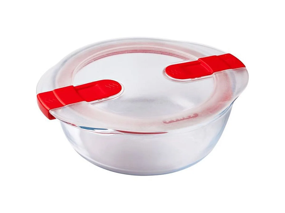 Pyrex Cook & Heat - Lot de 3 boîtes repas rondes en verre borosilicate 1,1 L (couvercles à valve vapeur)