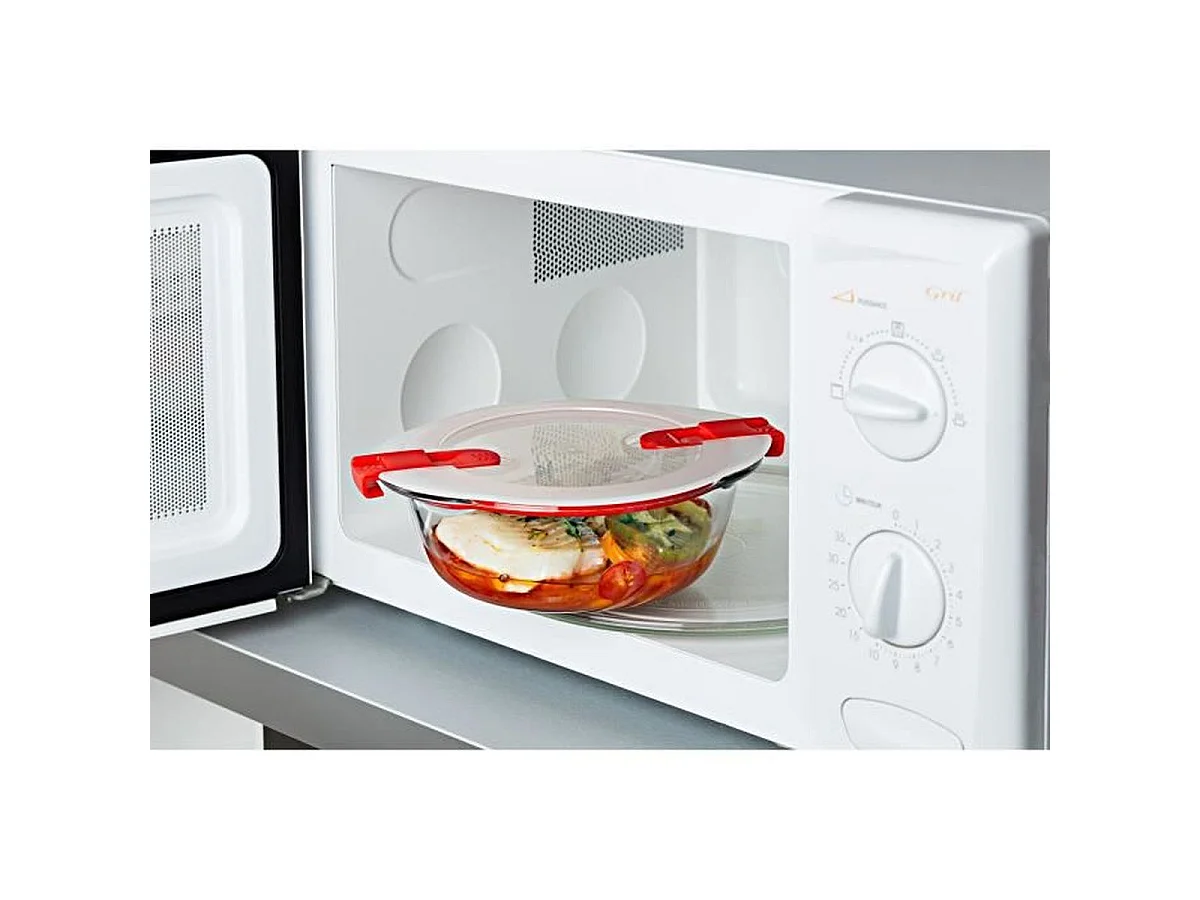 Pyrex Cook & Heat - Lot de 3 boîtes repas rondes en verre borosilicate 1,1 L (couvercles à valve vapeur)