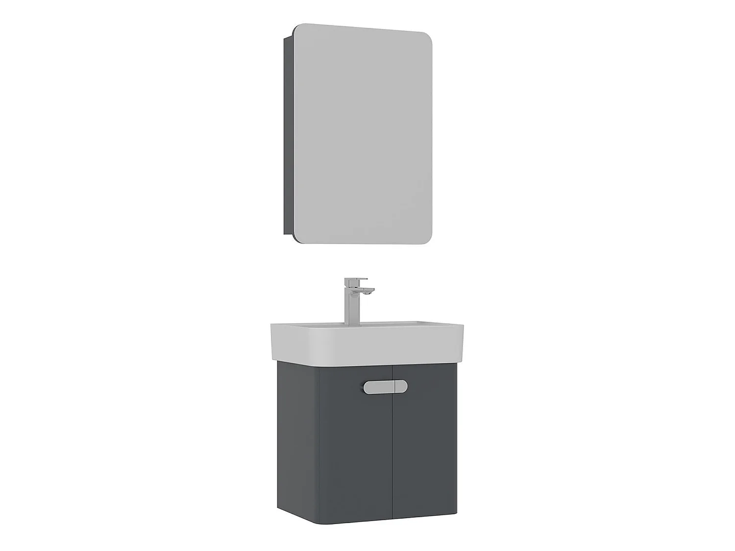 Wastafelmeubel met spiegel (2-delig) "Orbit 55" - 55 x 38 x 62 cm - Antraciet