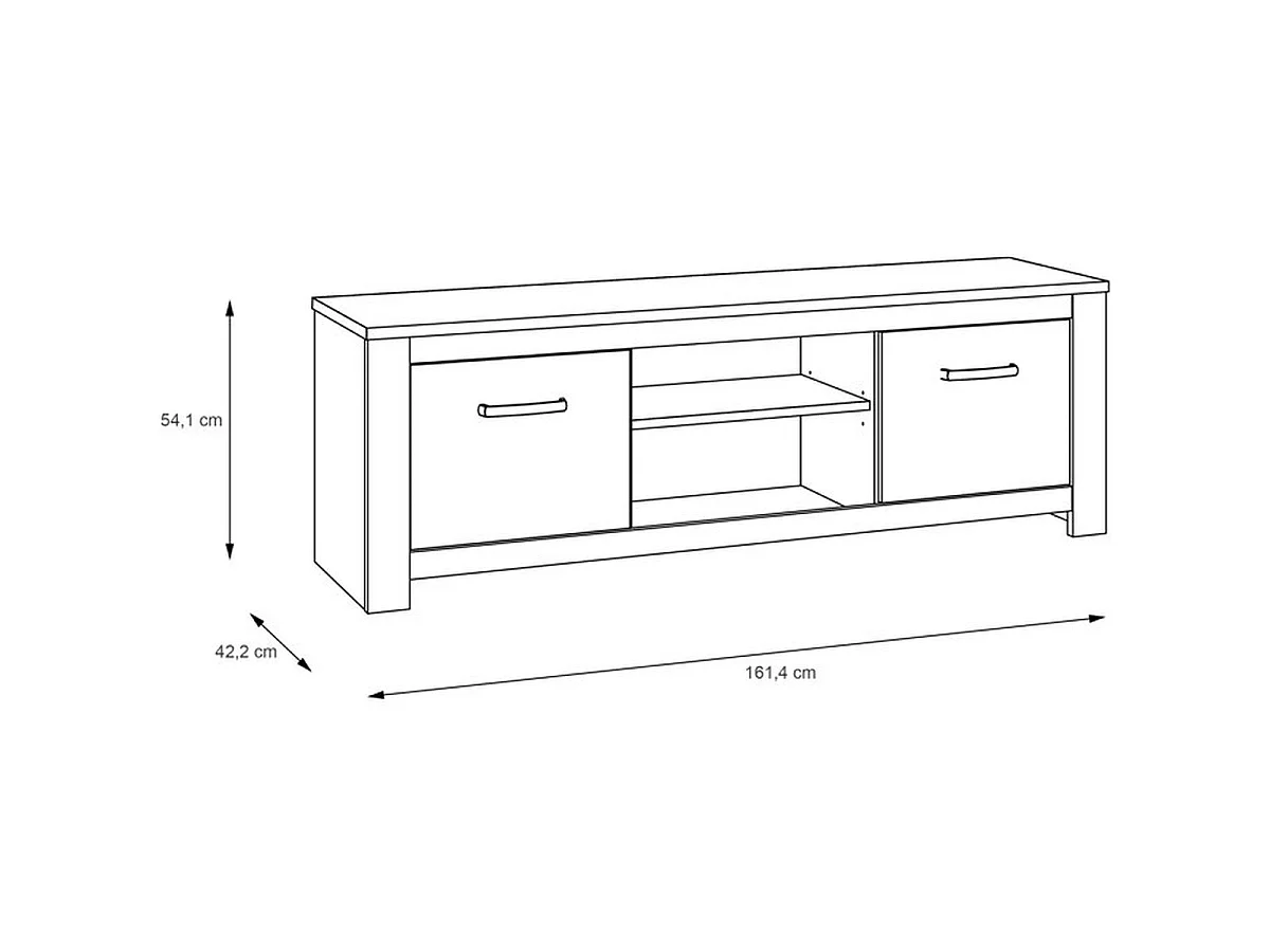 Rustieke TV-standaard Forte ELARA 162 cm - Wit en licht eiken afwerking