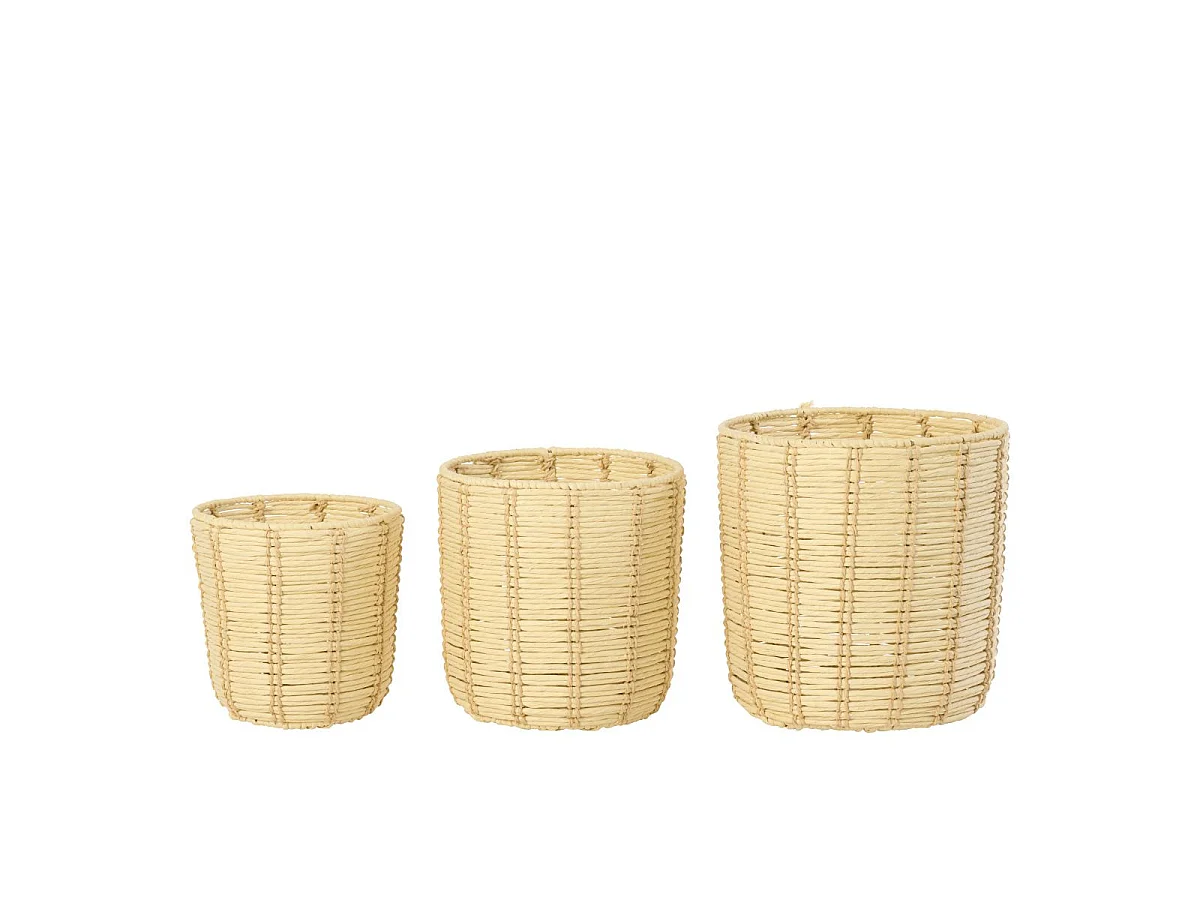 Lot de 3 Paniers de Rangement "Trenton" 35cm Naturel & Beige