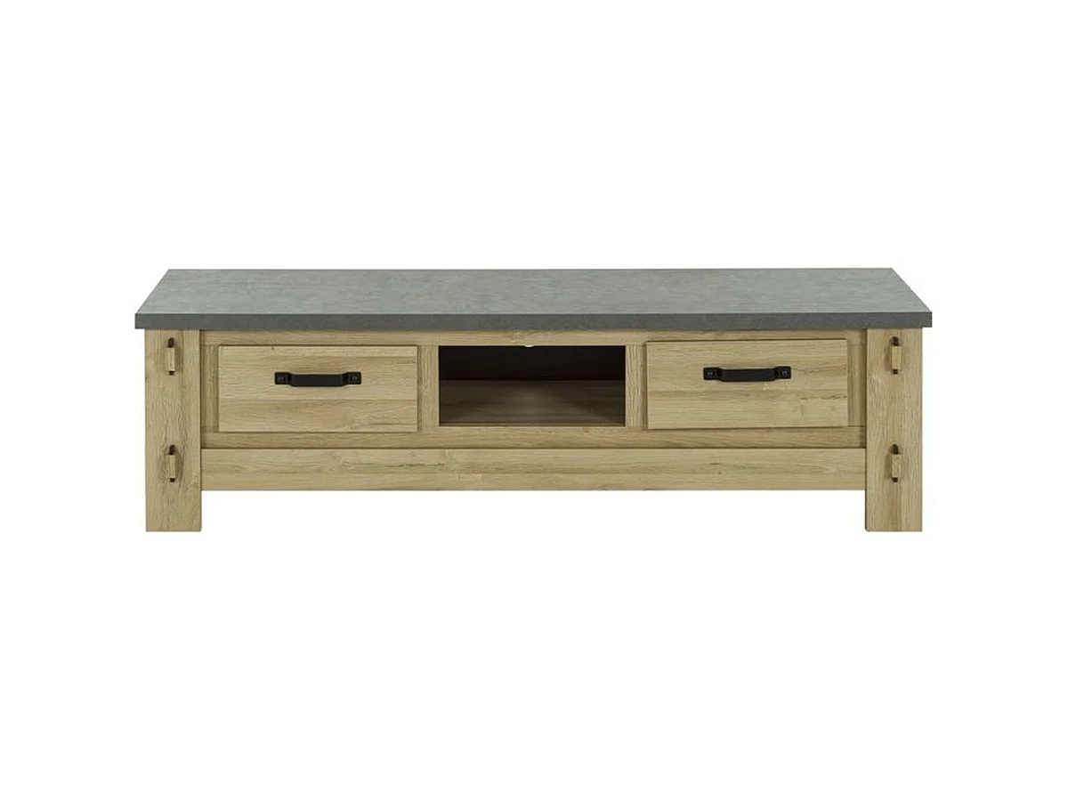 Meuble TV GAMI Louane BROCELIANDE 172x50x49 cm, 2 tiroirs avec niche ouverte