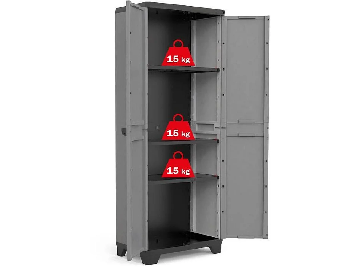 Armoire haute d'extérieur KIS Stilo en résine 65 x 39 x 173 cm, 3 tablettes réglables