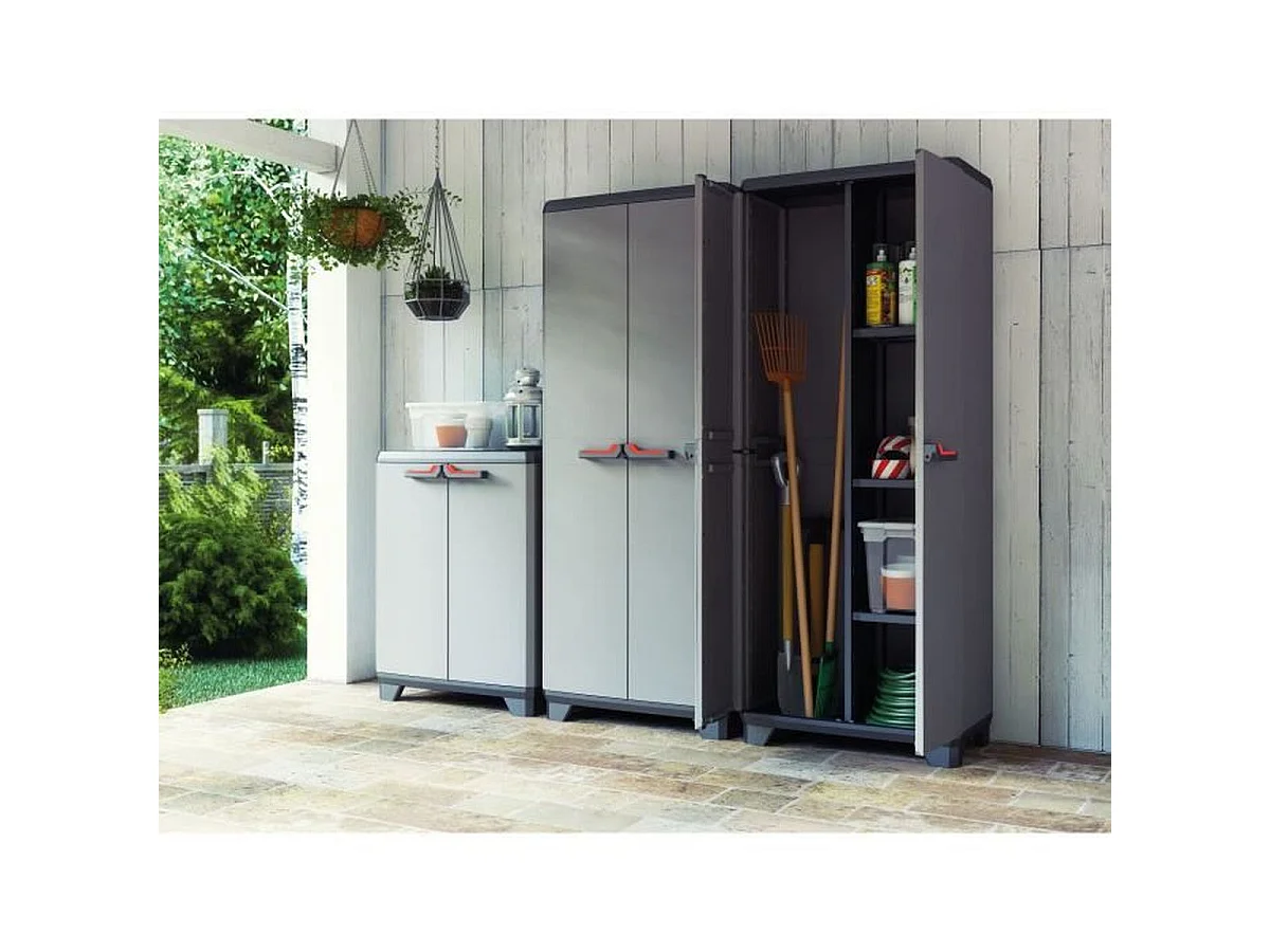 Armoire haute d'extérieur KIS Stilo en résine 65 x 39 x 173 cm, 3 tablettes réglables