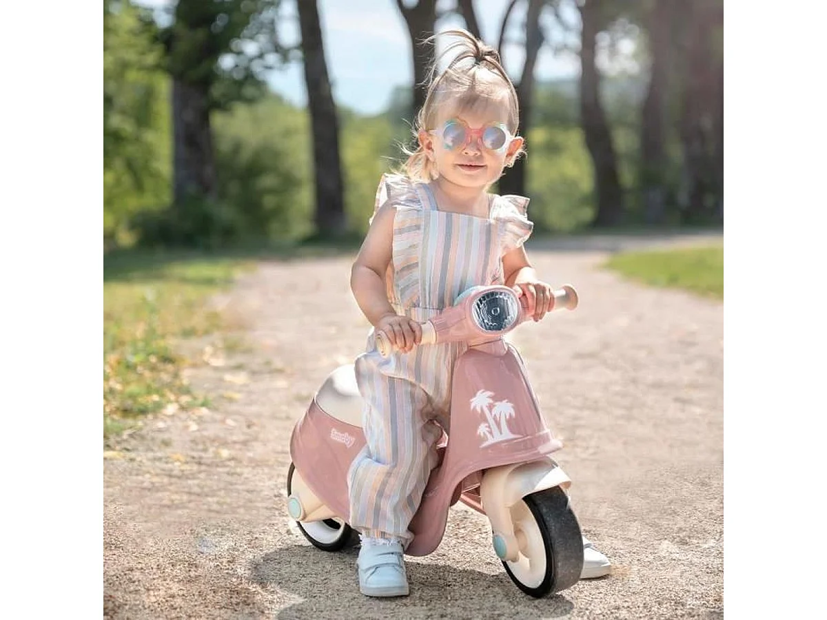SMOBY Porteur Scooter Rose avec Coffre de Rangement et Roues Silencieuses
