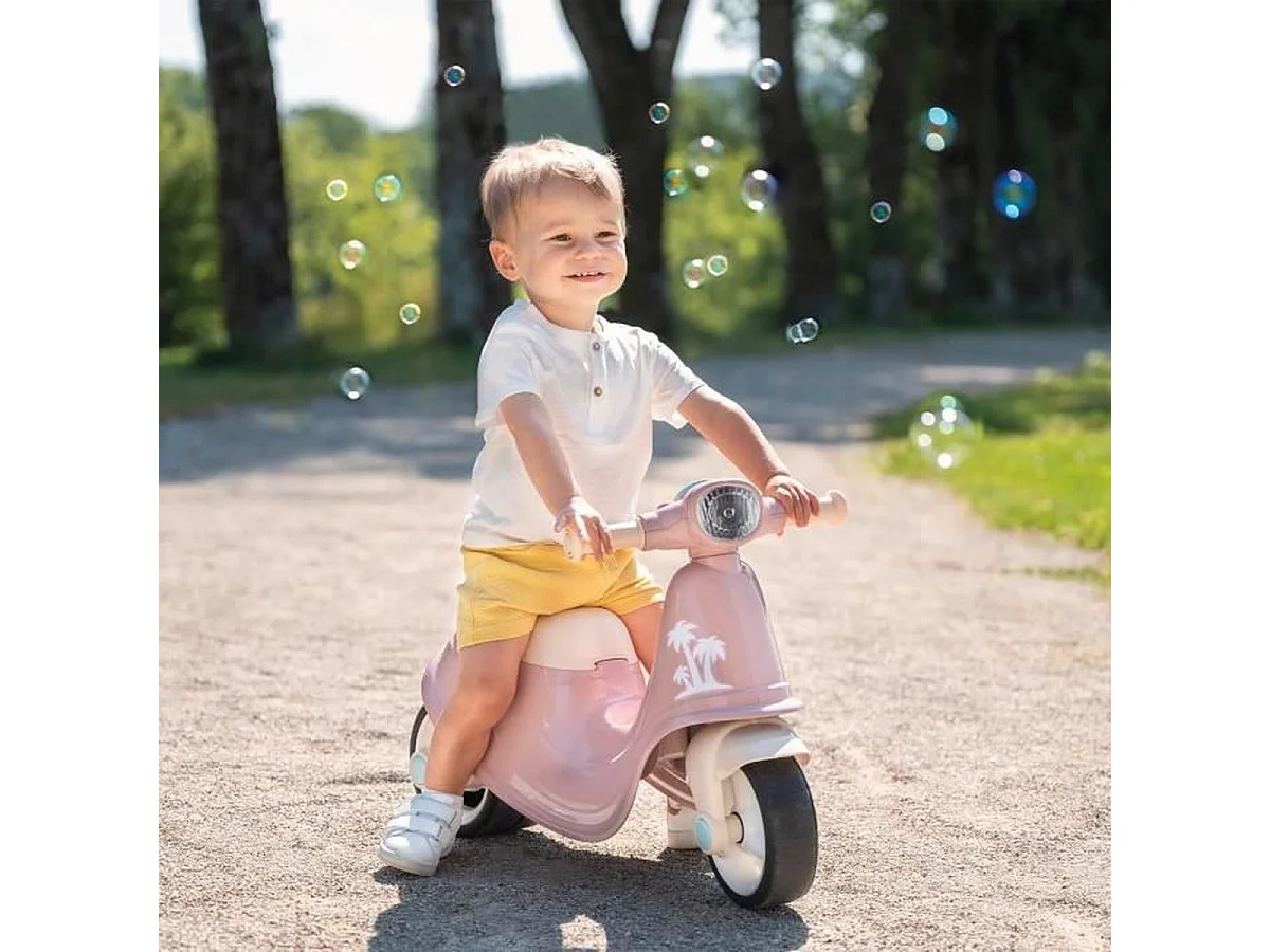 SMOBY Porteur Scooter Rose avec Coffre de Rangement et Roues Silencieuses
