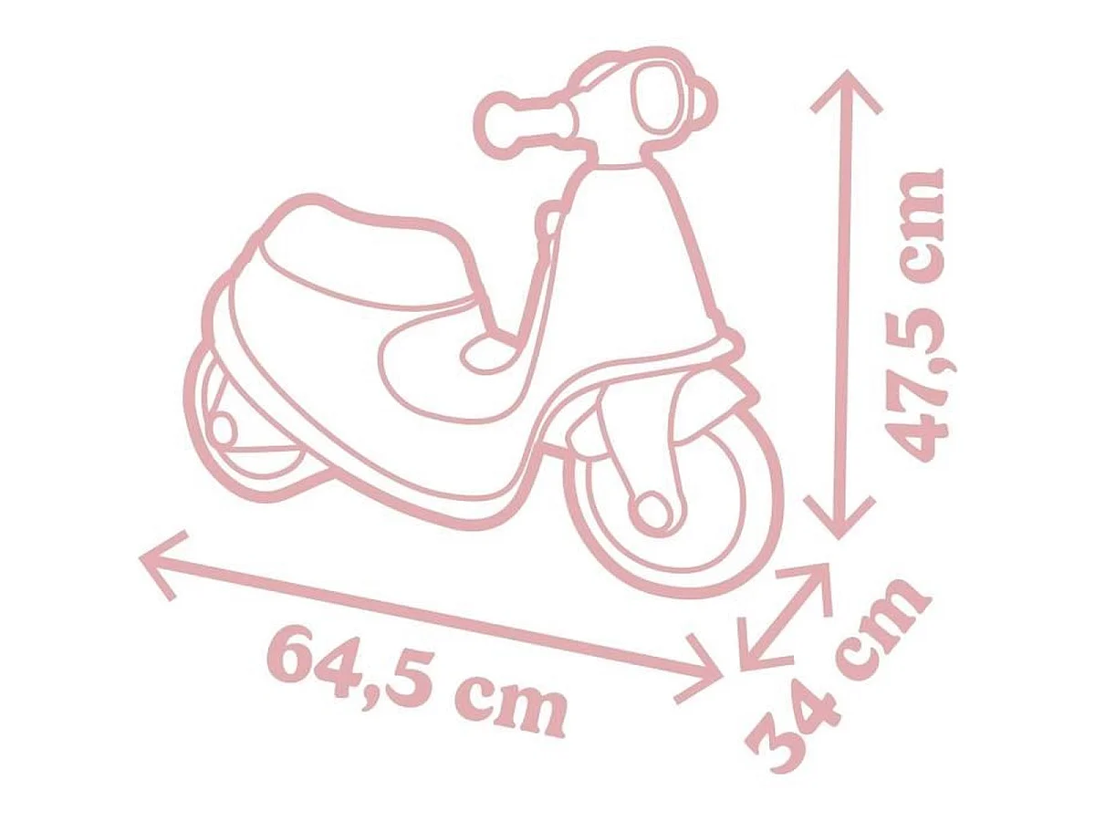 SMOBY Porteur Scooter Rose avec Coffre de Rangement et Roues Silencieuses