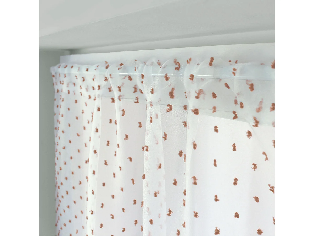 Paire de Voilages "Lolita" 60x90cm Blanc & Café