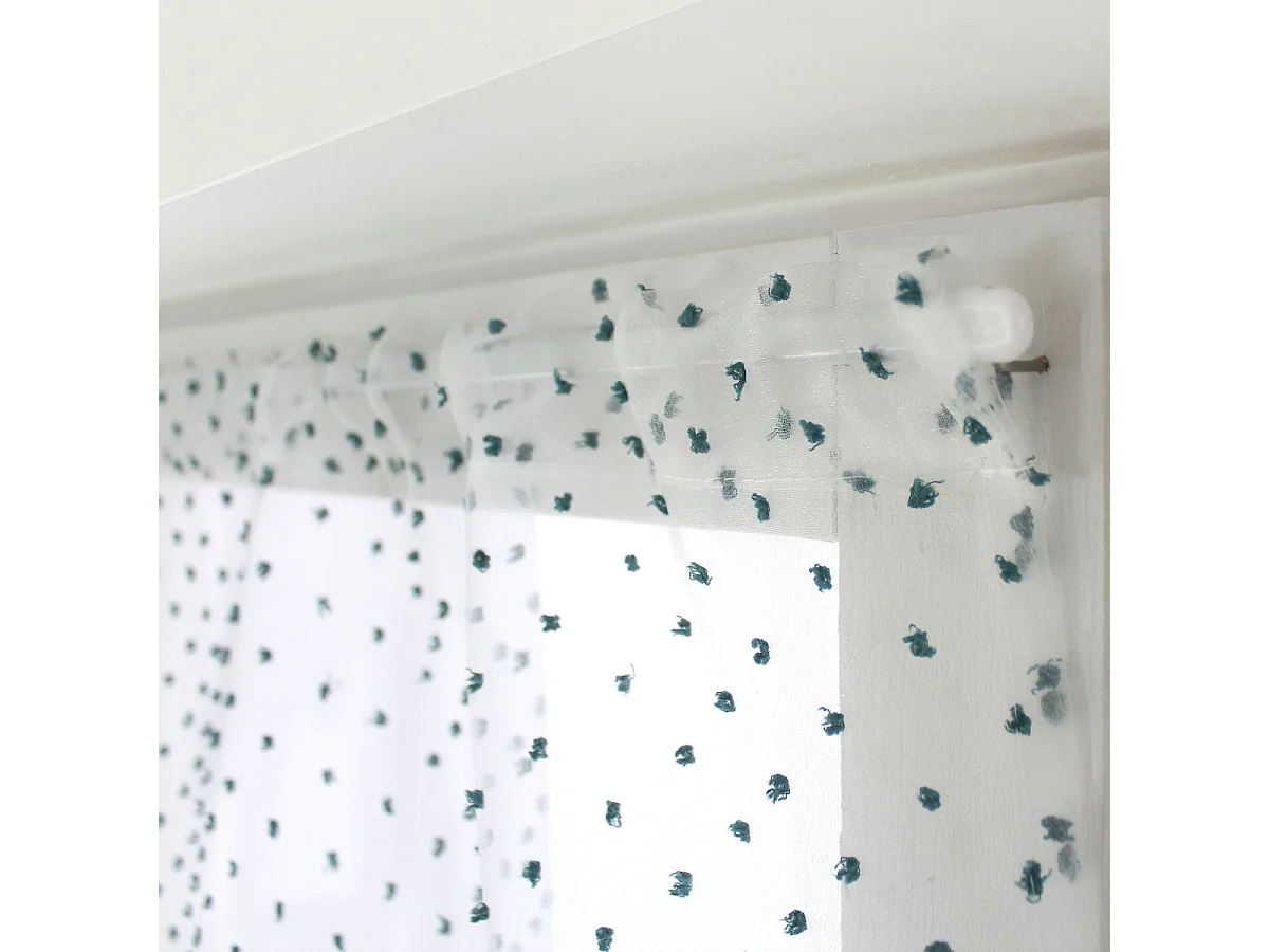 Paire de Voilages "Lolita" 60x90cm Blanc & Vert Jade
