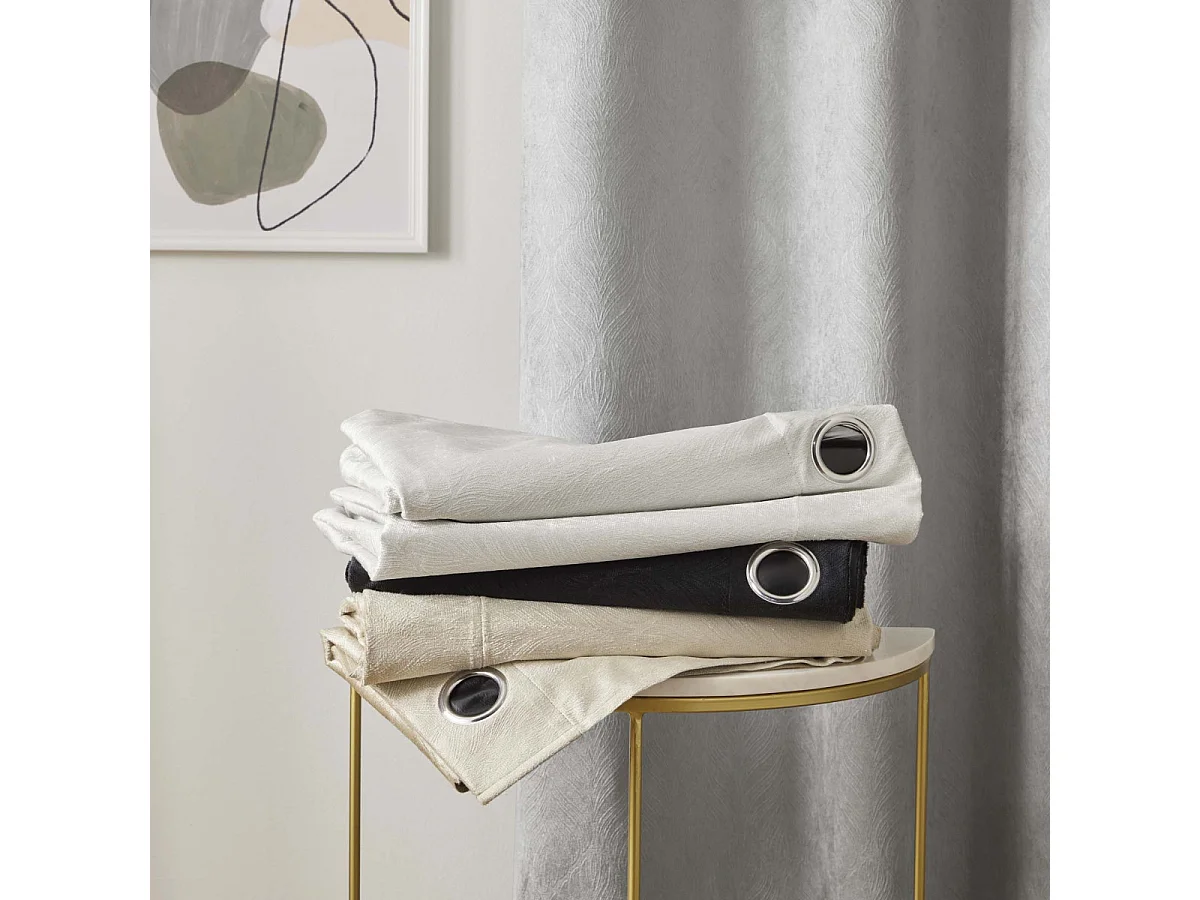 Rideau Occultant Velours "Shadow" 140x260cm Gris Perle