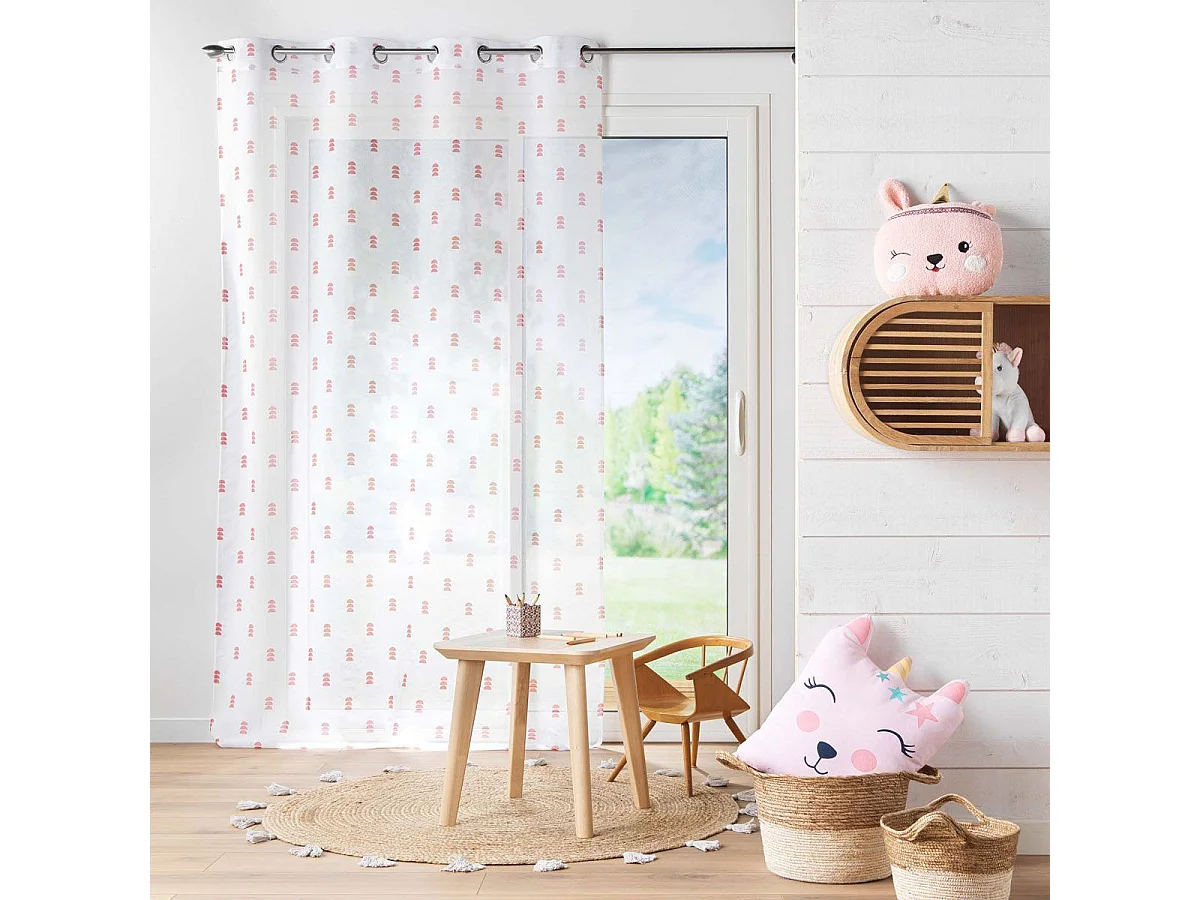 Rideau Voilage à Œillets "Geokid" 140x240cm Rose