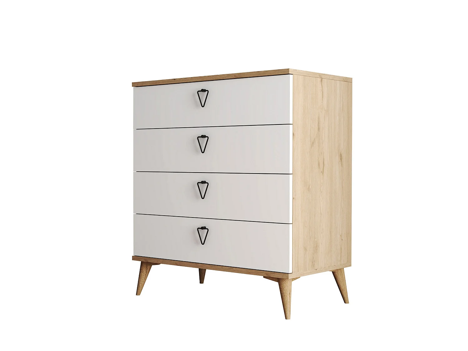 "Versa-Ce Träbyrå i Trä - Vit - 80 x 45 x 90 cm - 4 Lådor"