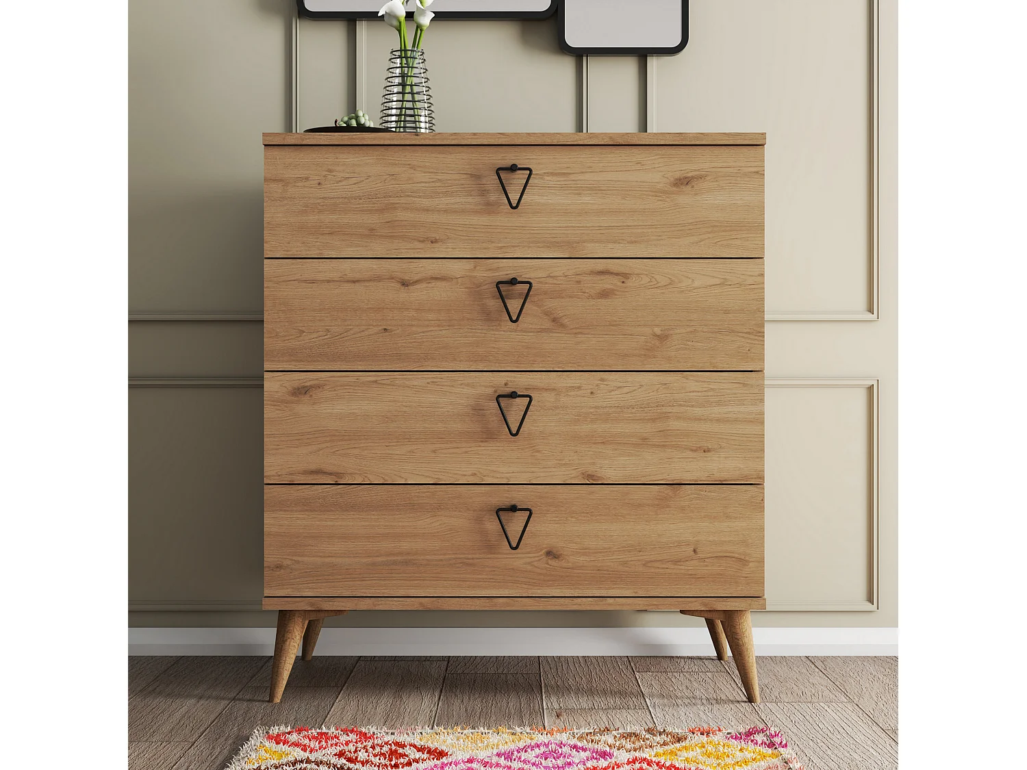 "Versa-Ce Houten Kist - Bruin - 80 x 45 x 90 cm - 4 Laden"