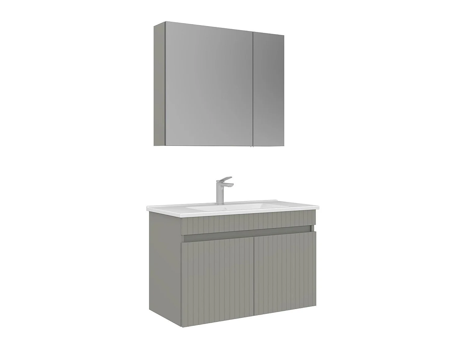 Ensemble Meuble Vasque avec Miroir (2 Pièces) "Tivoli 85" - 85 x 45 x 57 cm - Matte Cashmere