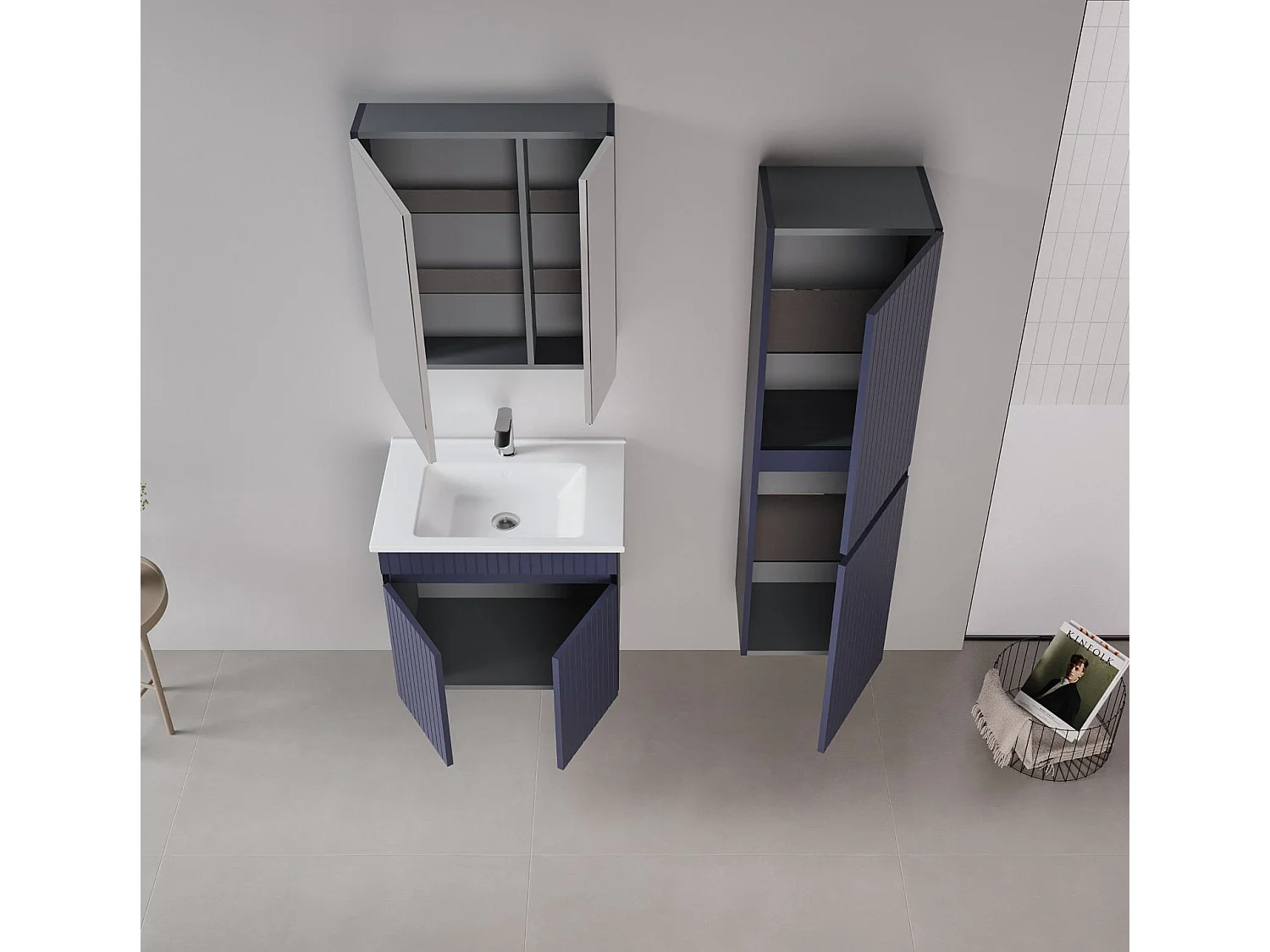 Meuble Vasque "Tivoli 65" - 65 x 45 x 57 cm - Matte Navy Blue