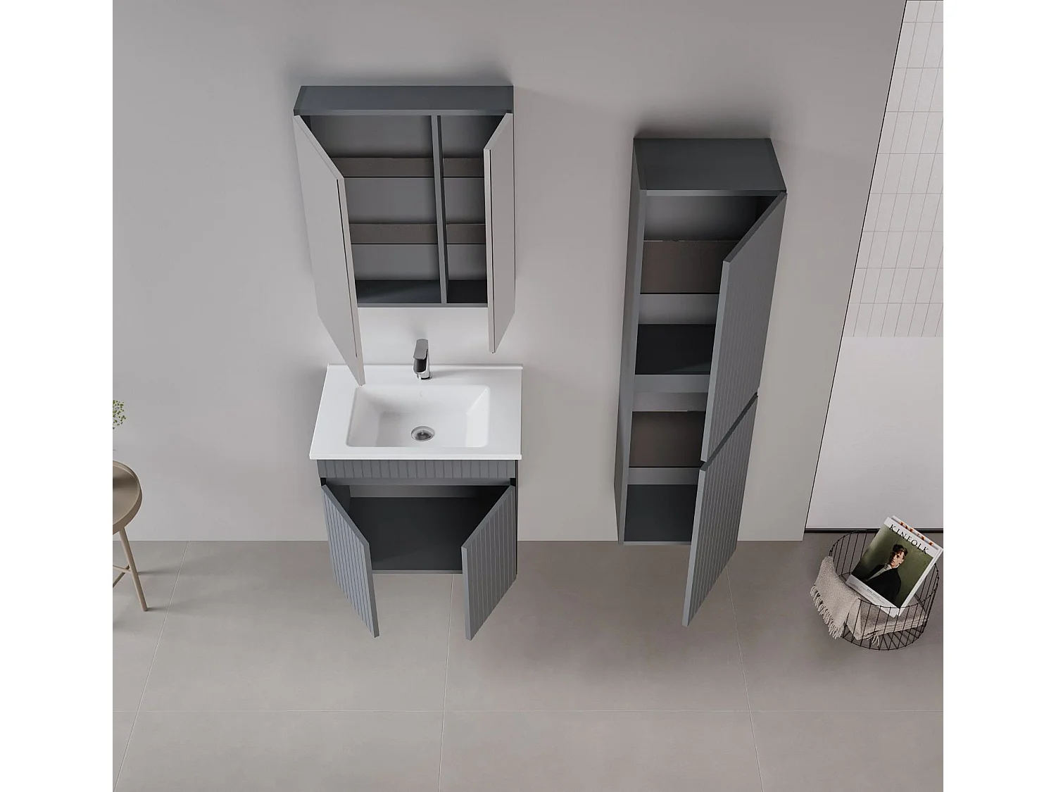 Meuble Vasque "Tivoli 65" - 65 x 45 x 57 cm - Matte Anthracite
