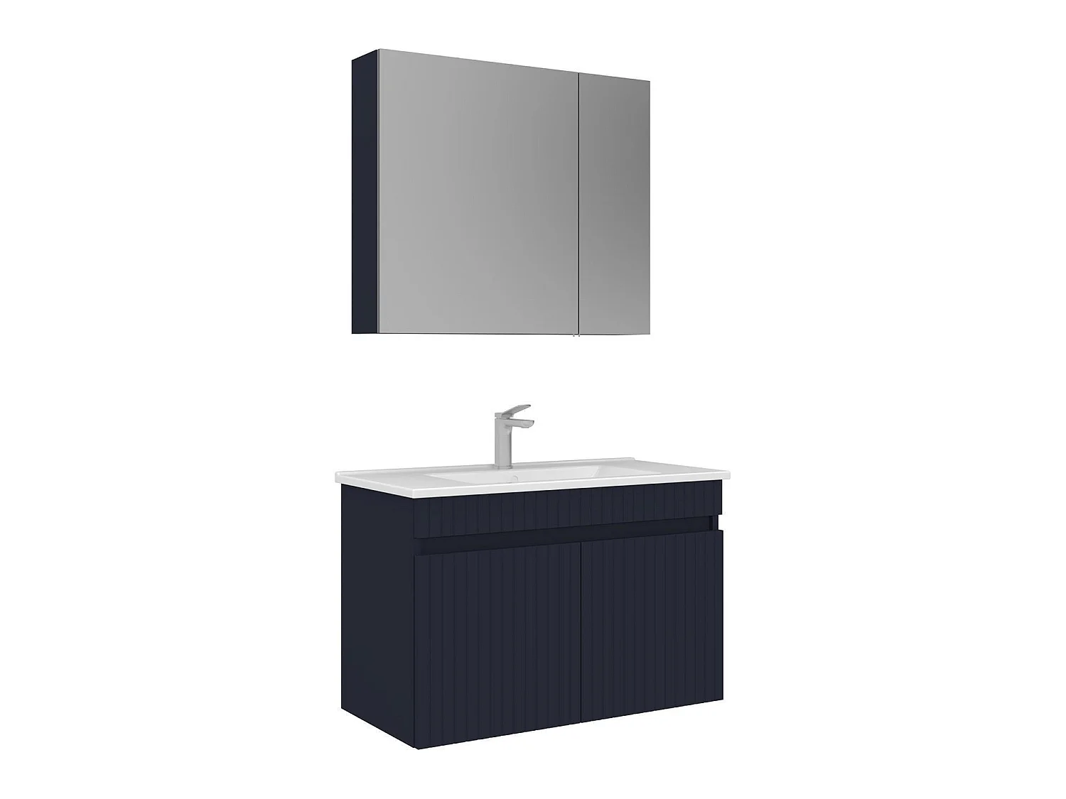 Ensemble Meuble Vasque avec Miroir (2 Pièces) "Tivoli 85" - 85 x 45 x 57 cm - Matte Navy Blue