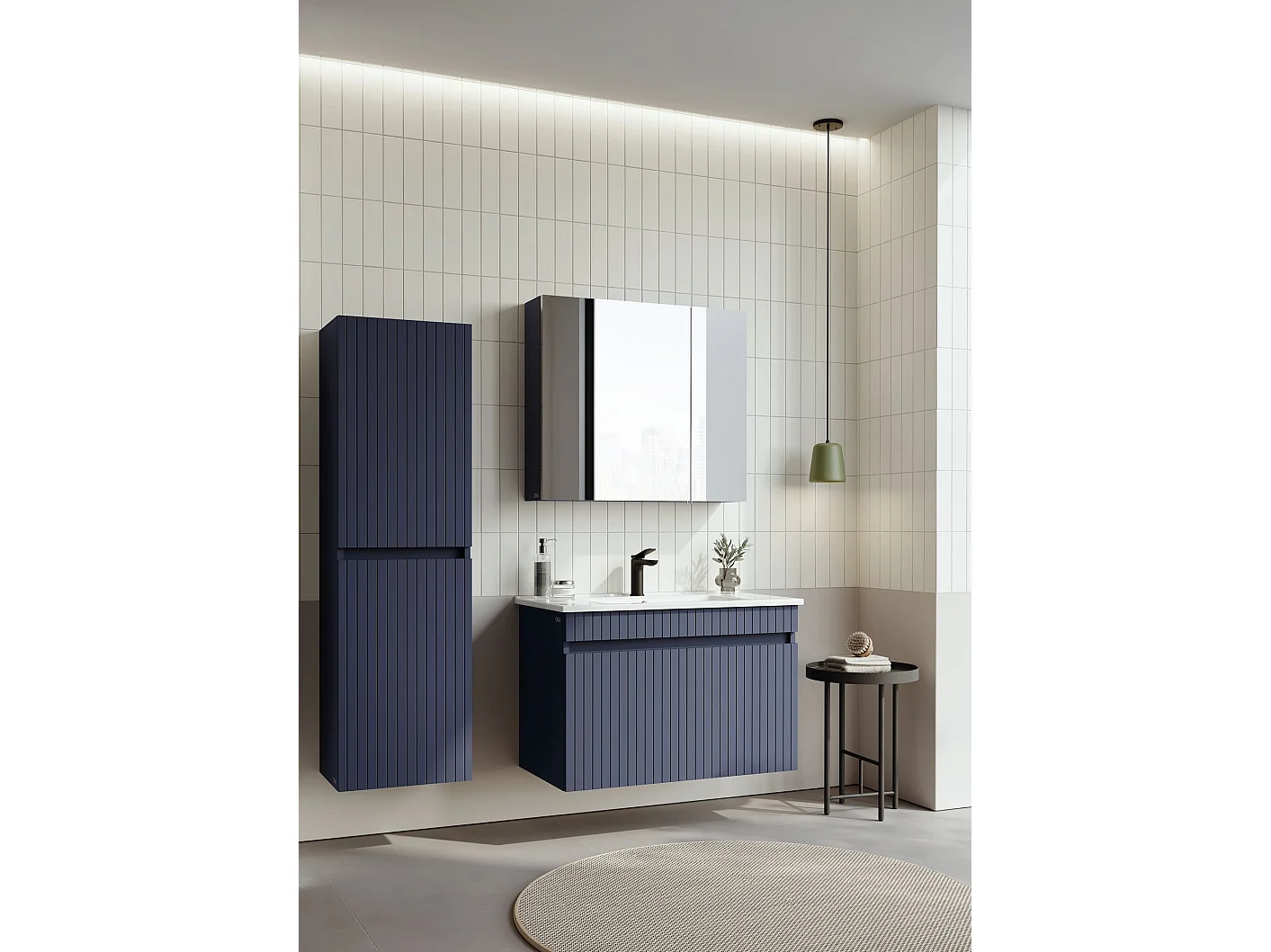 Ensemble Meuble Vasque avec Miroir (2 Pièces) "Tivoli 85" - 85 x 45 x 57 cm - Matte Navy Blue