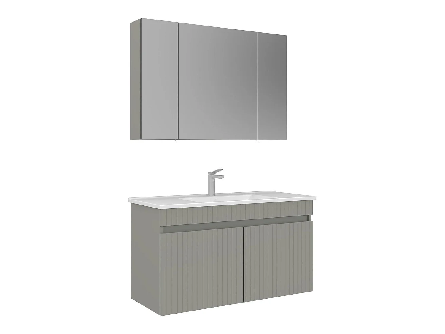 Ensemble Meuble Vasque avec Miroir (2 Pièces) "Tivoli 100" - 100 x 45 x 66 cm - Matte Cashmere