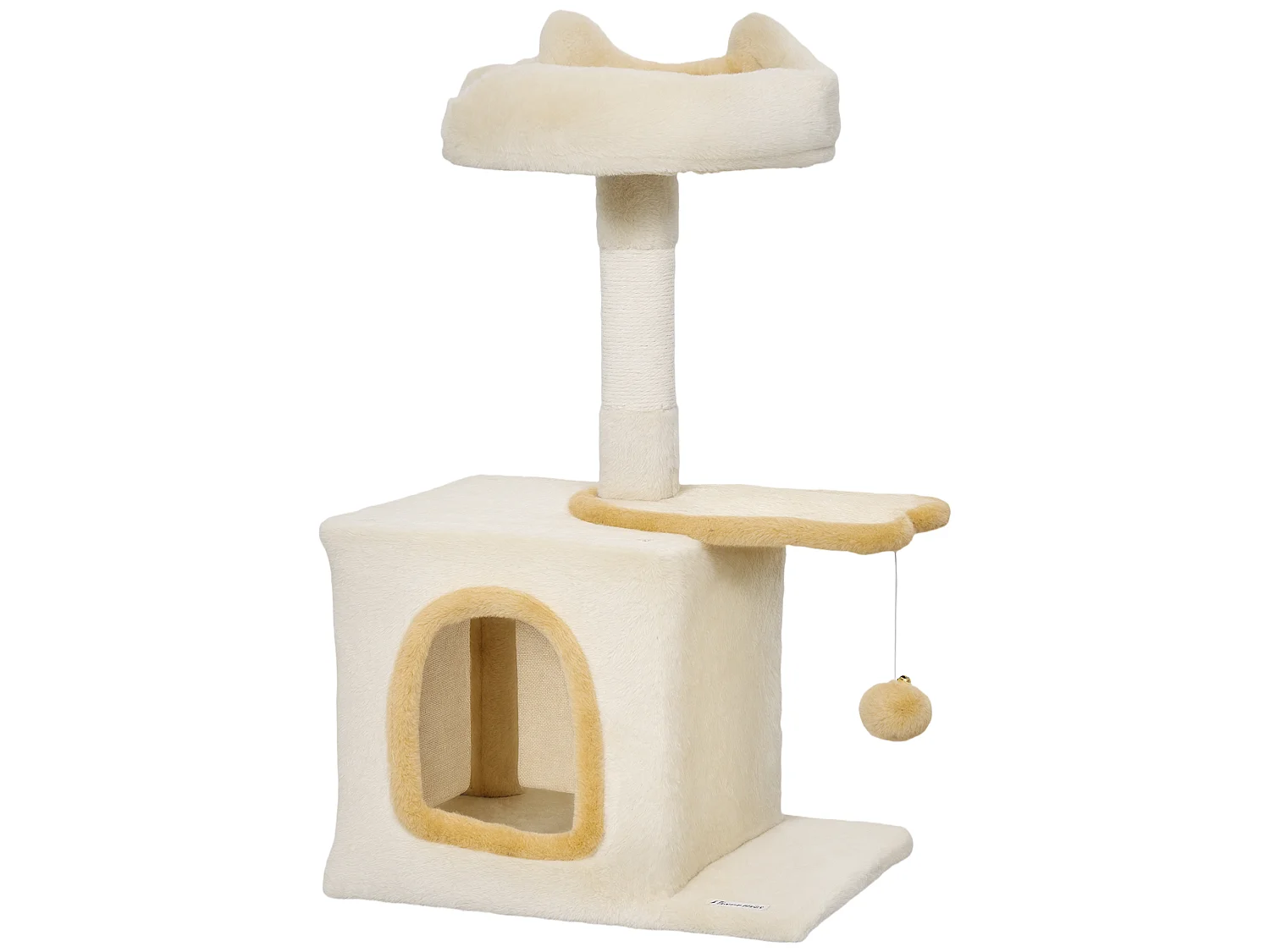 Arbre à chat perchoir plateforme niche beige