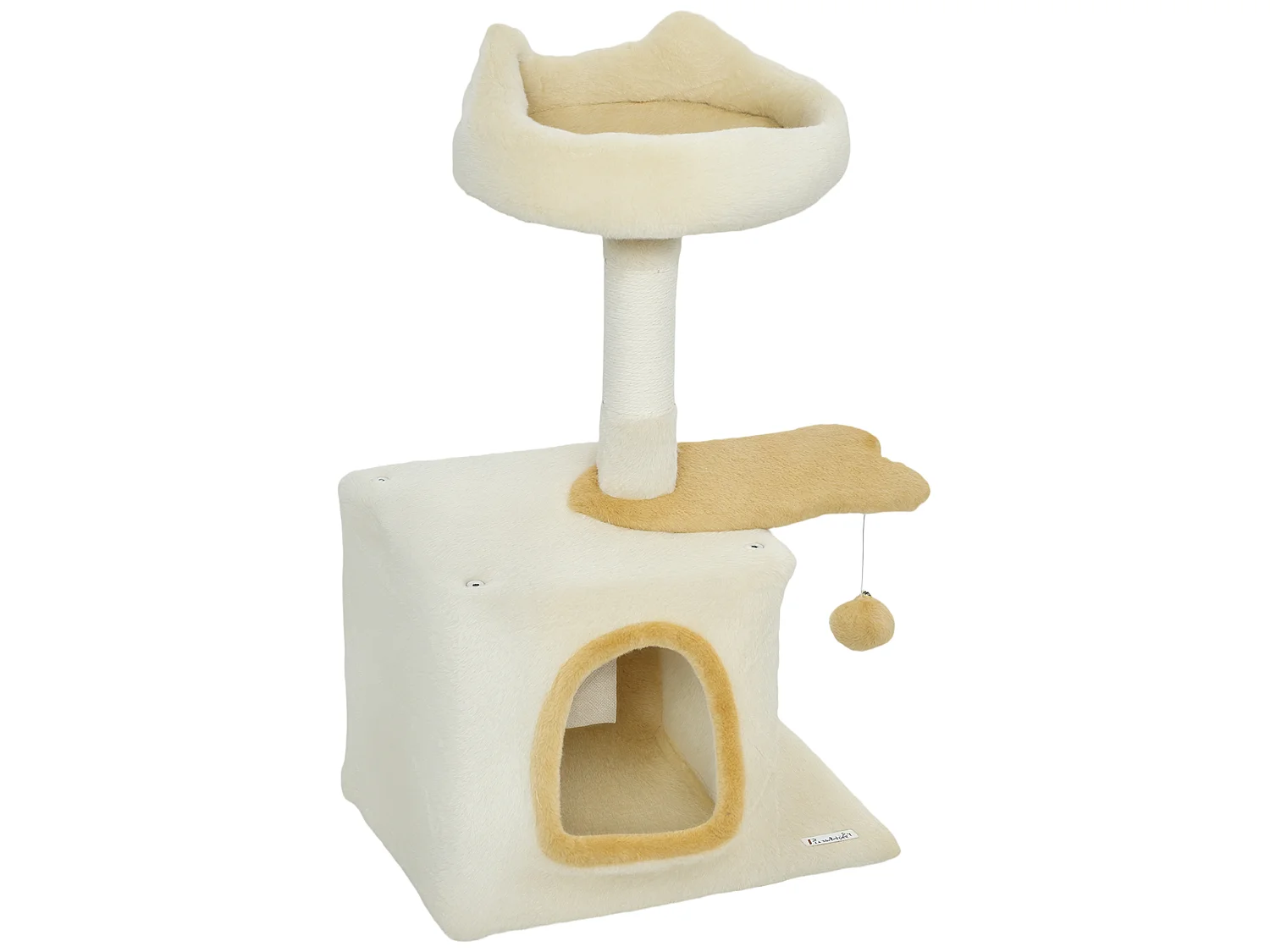 Arbre à chat perchoir plateforme niche beige