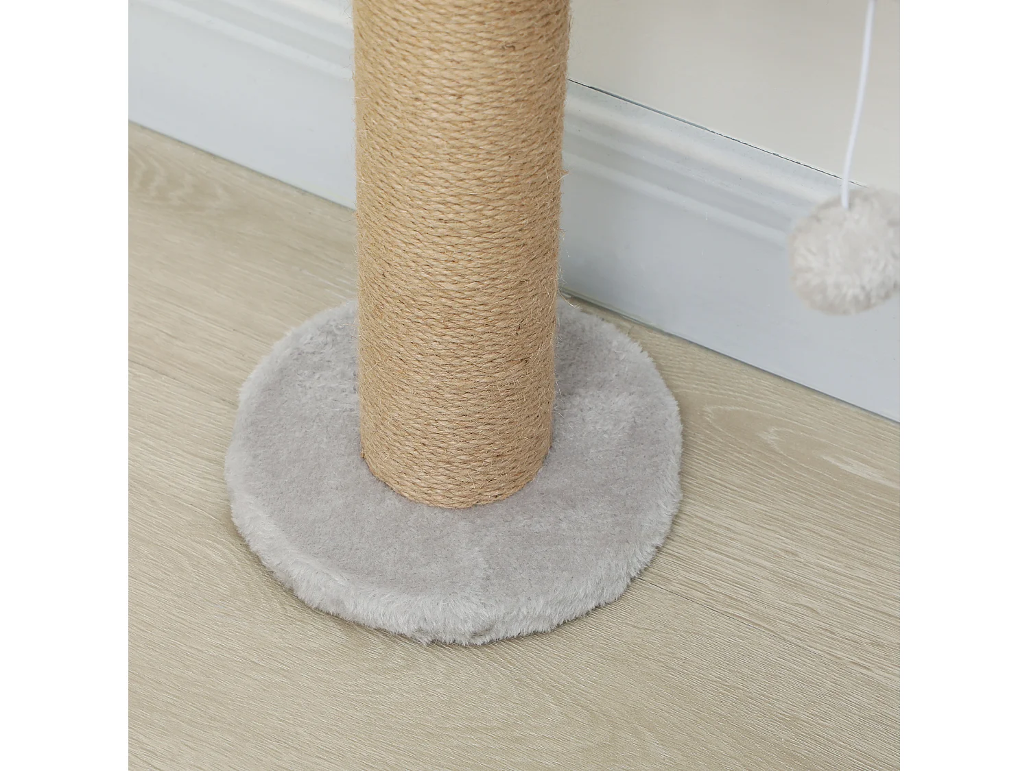 Arbre à chat mural 4 plateformes griffoirs grattoirs boule - 48x21x180cm - gris clair