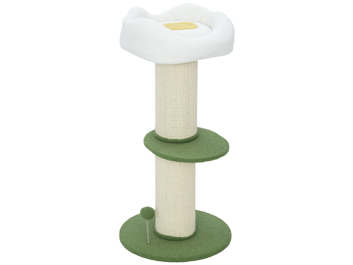 Arbre à chat griffoir design fleurs H.92 cm plateforme et panier d'observation boule à ressort