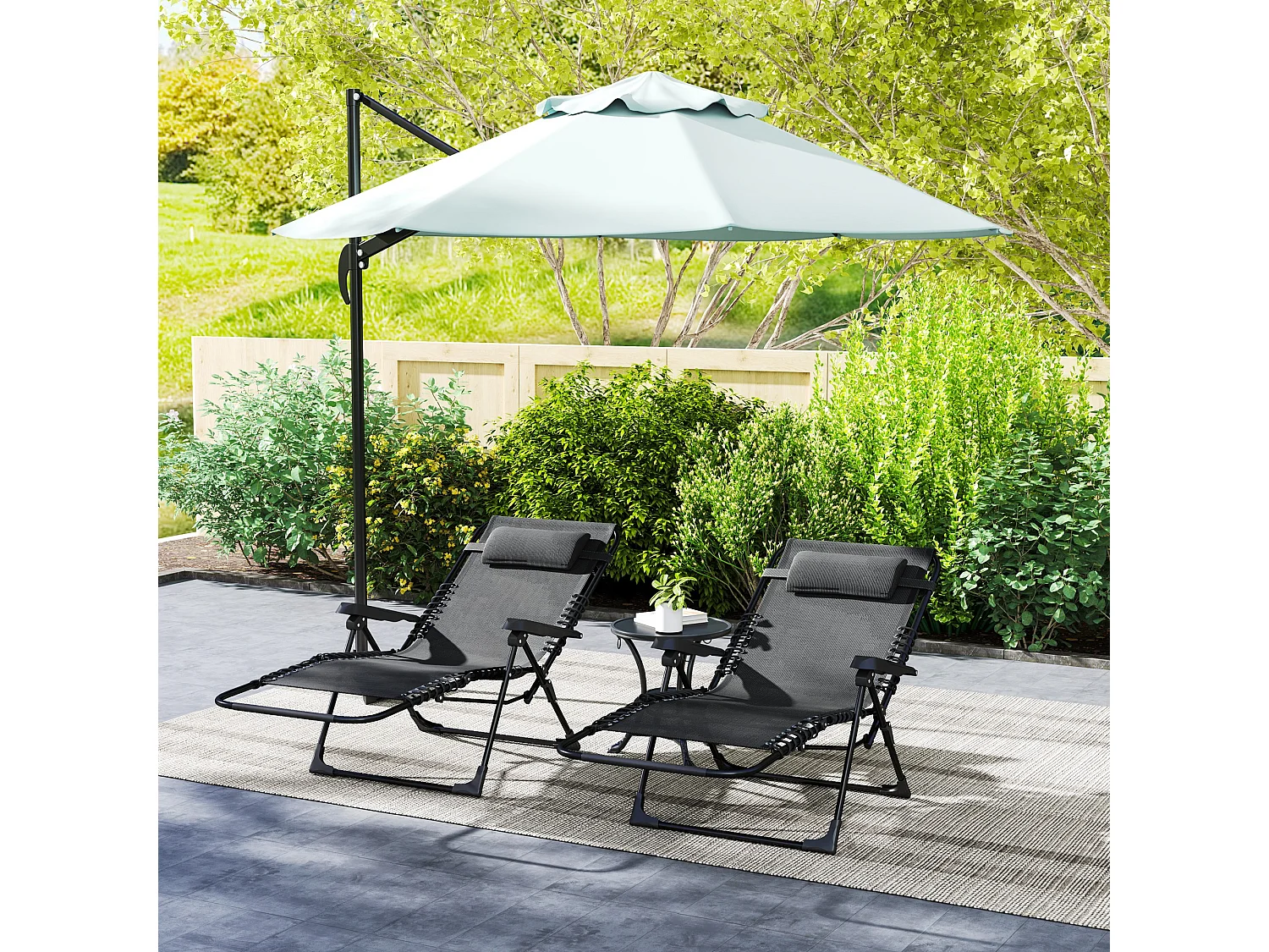 Lot de 2 chaises longues pliables zéro gravité coussin tétière amovible métal époxy textilène noir