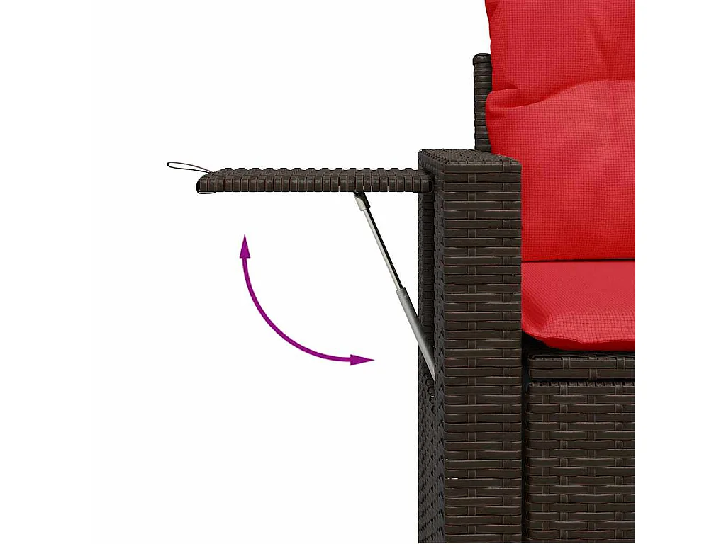 Salon de jardin 5 pièces avec coussins marron résine tressée acacia