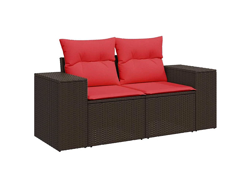 Salon de jardin avec coussins 5 pièces marron résine tressée acacia