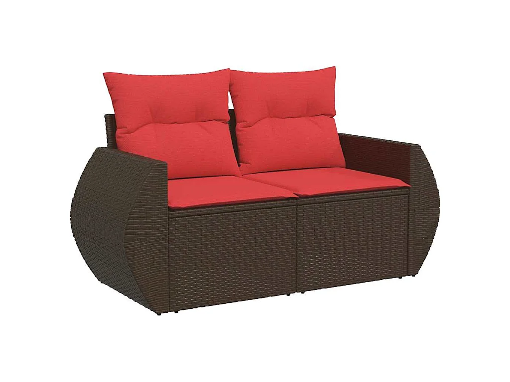 Salon de jardin avec coussins 5 pièces marron résine tressée acacia